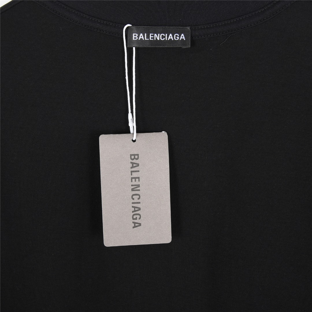 Balenciaga/巴黎世家 25ss 溶解双B字母烫钻破洞短袖T恤