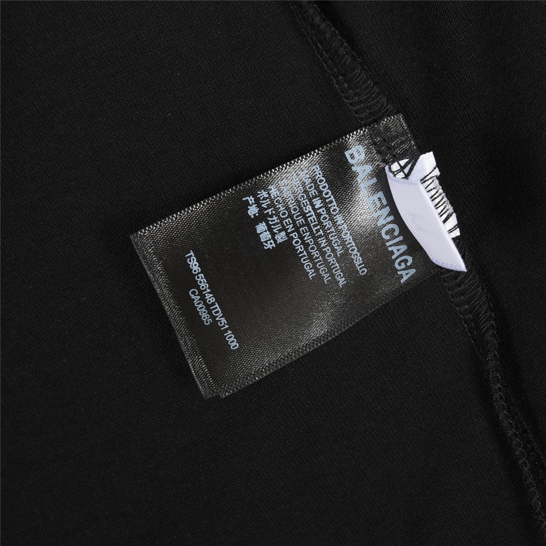 Balenciaga/巴黎世家 25ss 溶解双B字母烫钻破洞短袖T恤