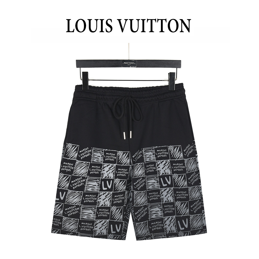 Louis Vuitton/路易威登 25ss 满印棋盘格logo数码直喷短裤