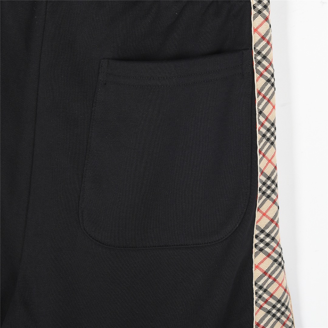Burberry/巴宝莉 25ss 战马logo刺绣格纹织带拼接短裤