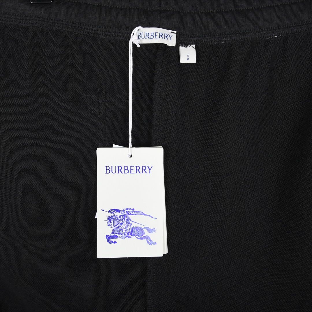 Burberry/巴宝莉 25ss 战马logo刺绣格纹织带拼接短裤