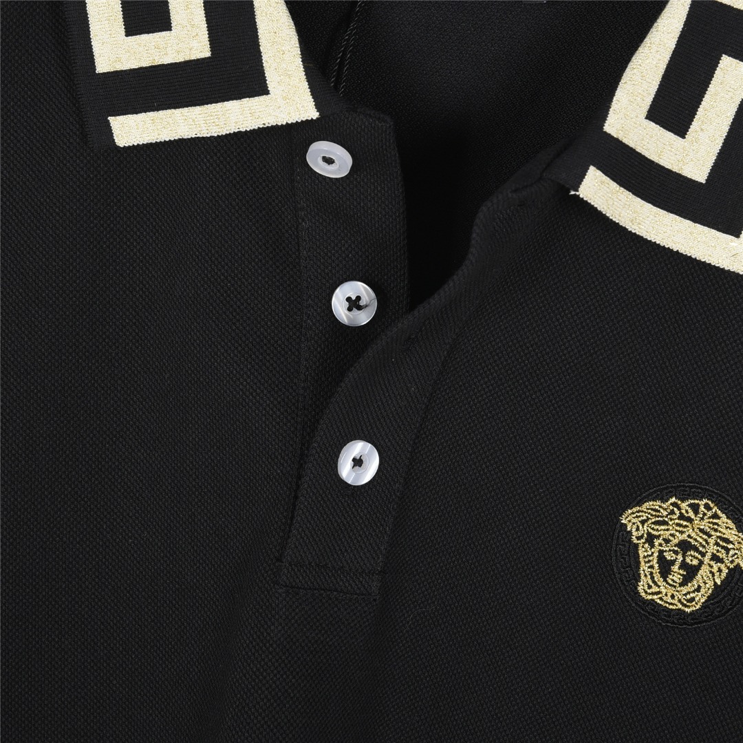 Versace/范思哲 美杜莎头像金标刺绣短袖Polo杉