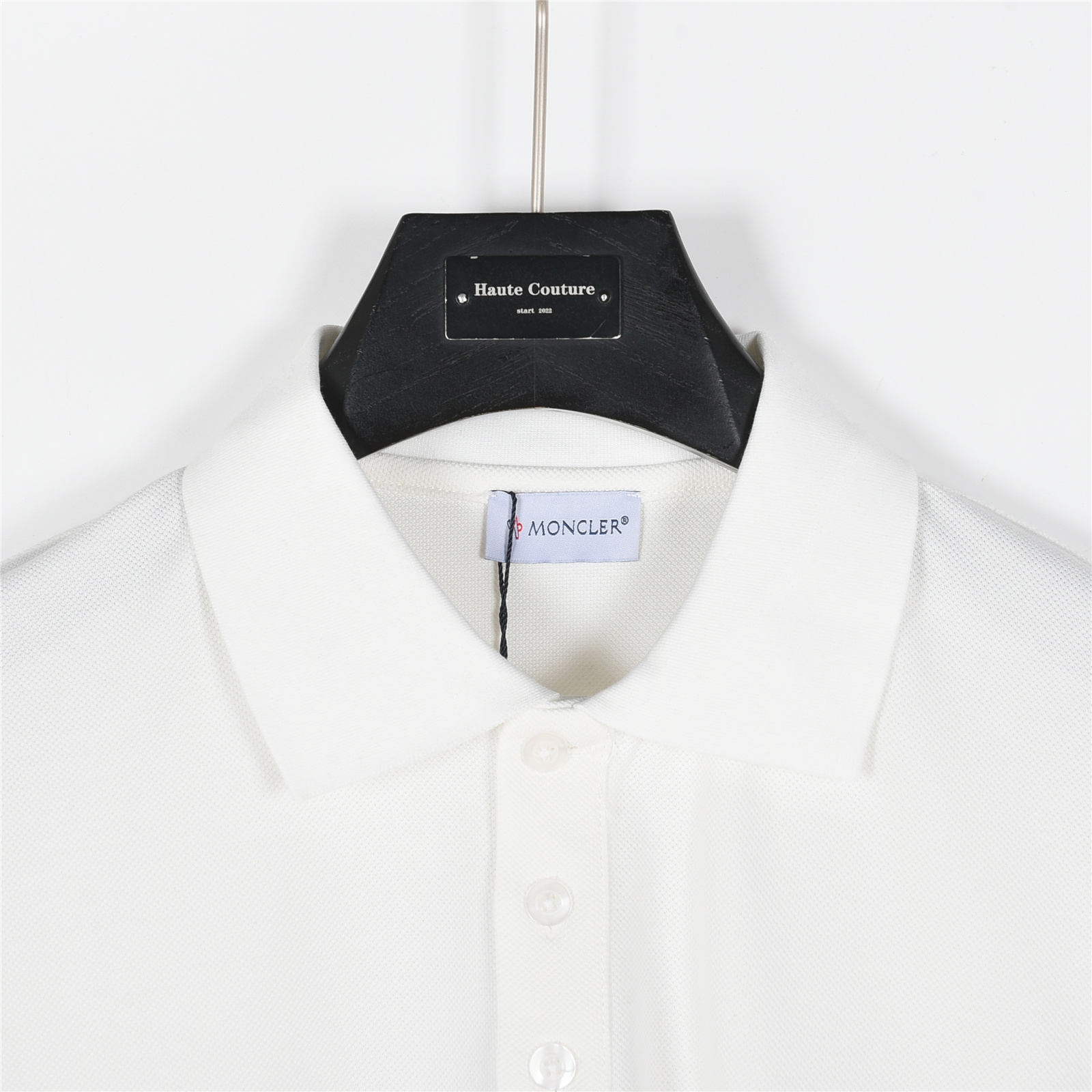 Moncler/蒙口 25ss 手袖织带拼接徽章短袖Polo杉 黑色 白色