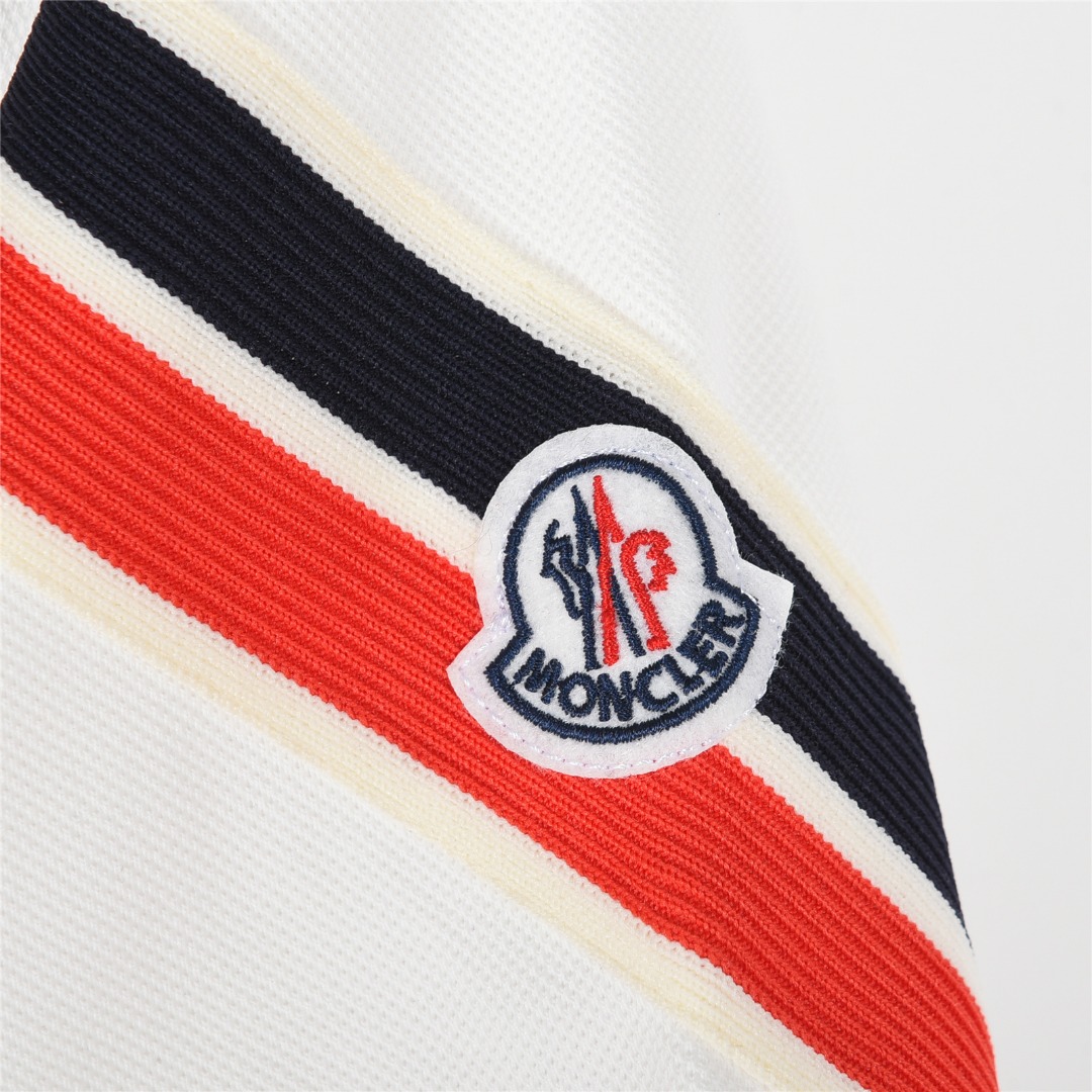 Moncler/蒙口 25ss 手袖织带拼接徽章短袖Polo杉 黑色 白色