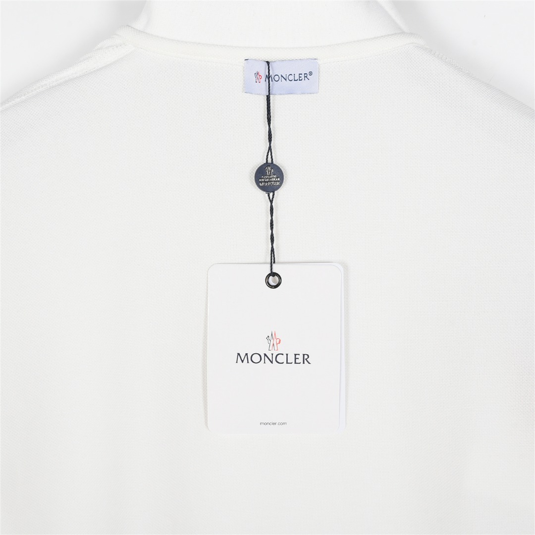 Moncler/蒙口 25ss 手袖织带拼接徽章短袖Polo杉 黑色 白色