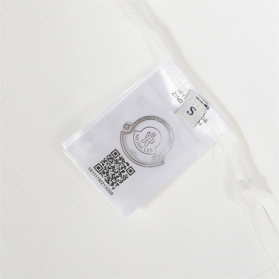 Moncler/蒙口 25ss 手袖织带拼接徽章短袖Polo杉 黑色 白色