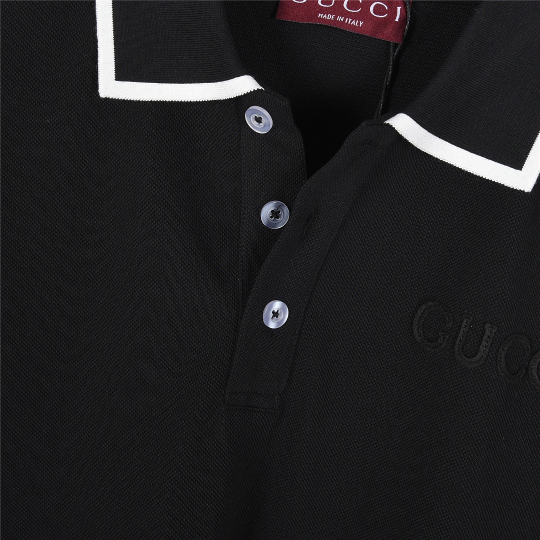 Gucci/古驰 25ss 领拼字母贴布刺绣短袖Polo杉