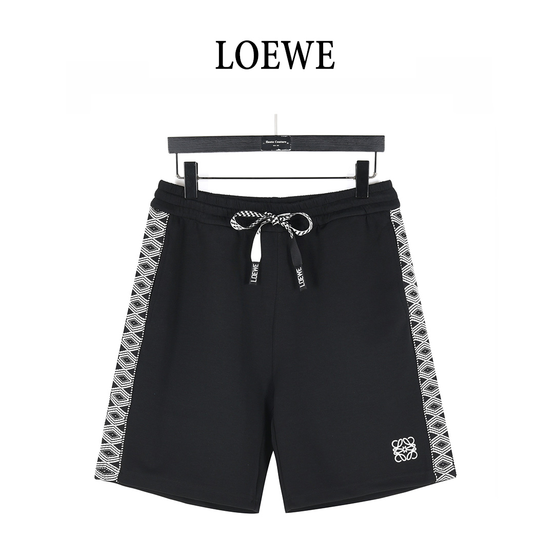 Loewe/罗意威 25ss 民族风侧边拼色织带提花短裤