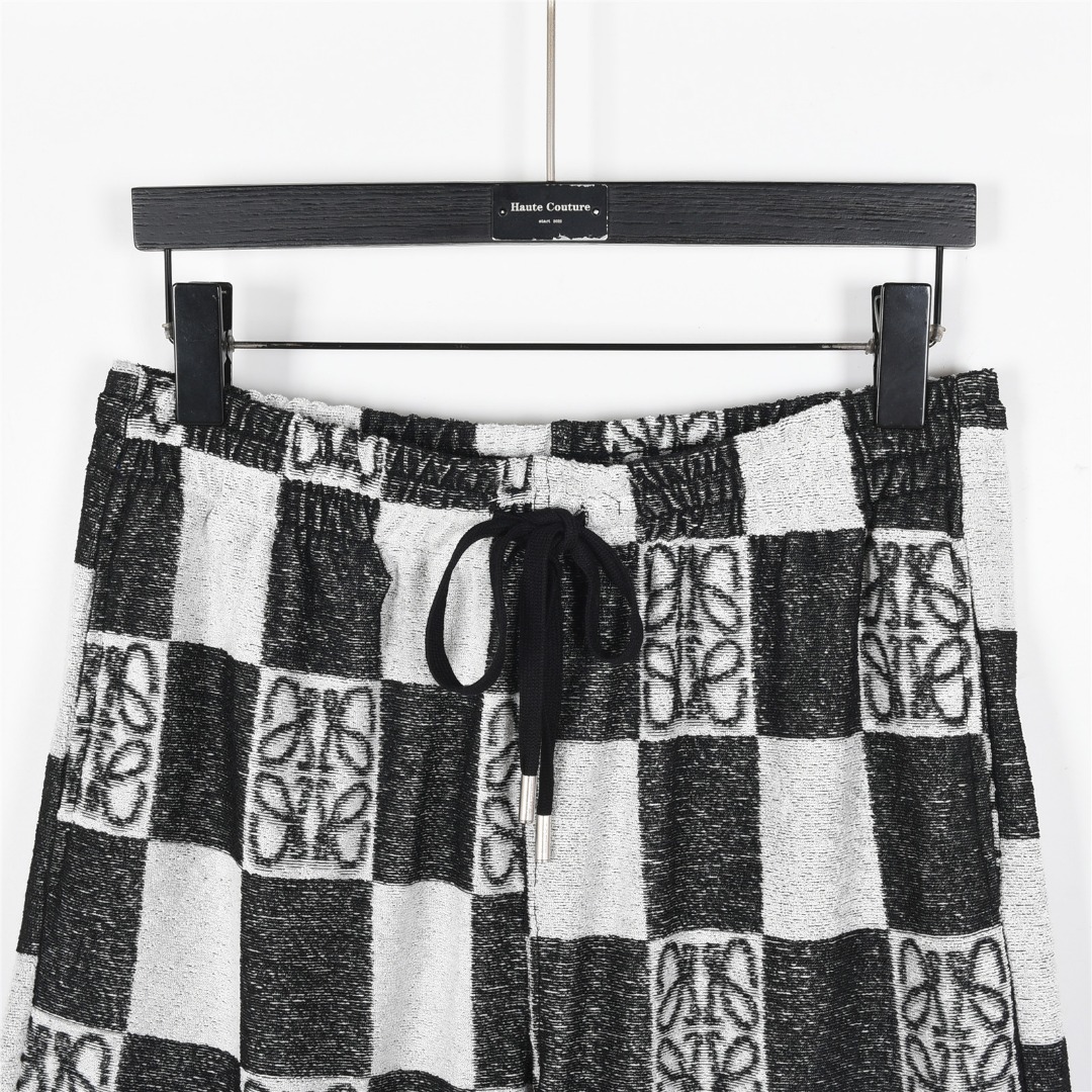 Loewe/罗意威 25ss 毛巾棋盘格撞色图腾套装短裤 蓝色 黑色-Chinese UA Cheap High Quatity Brand Clothes Bags handbags Sneakers wholesale wholesaler seller from China Factory suppliers Fashion Clothing Shoes best Quality Beautiful Price Loewe/罗意威 25ss 毛巾棋盘格撞色图腾套装短裤 蓝色 黑色