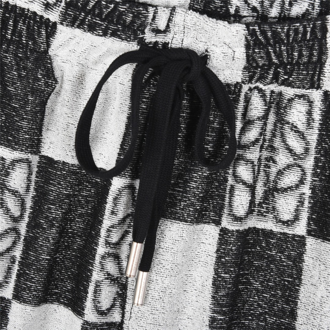 Loewe/罗意威 25ss 毛巾棋盘格撞色图腾套装短裤 蓝色 黑色-Chinese UA Cheap High Quatity Brand Clothes Bags handbags Sneakers wholesale wholesaler seller from China Factory suppliers Fashion Clothing Shoes best Quality Beautiful Price Loewe/罗意威 25ss 毛巾棋盘格撞色图腾套装短裤 蓝色 黑色