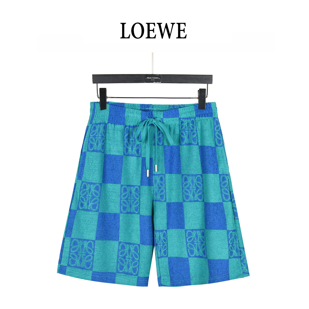 Loewe/罗意威 25ss 毛巾棋盘格撞色图腾套装短裤