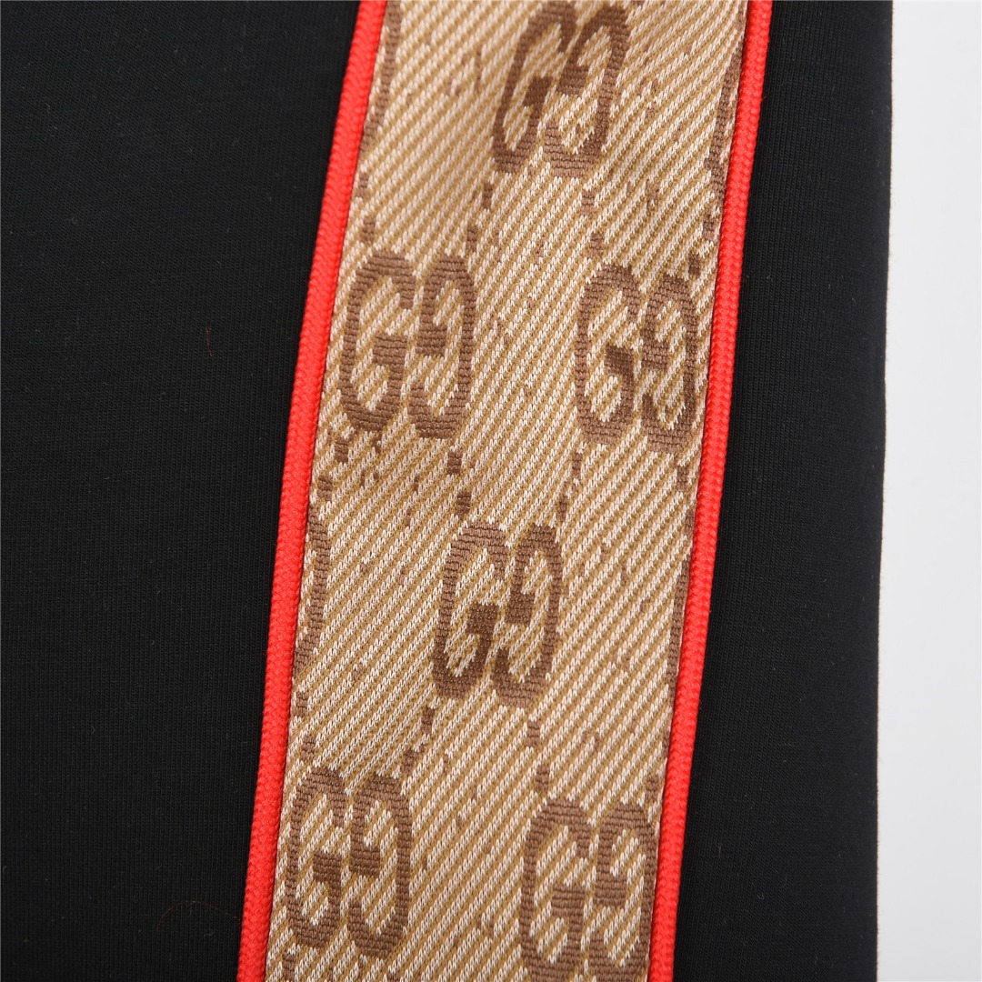 Gucci/古驰 25ss 侧边双G织带拼接短裤 杏色 黑色