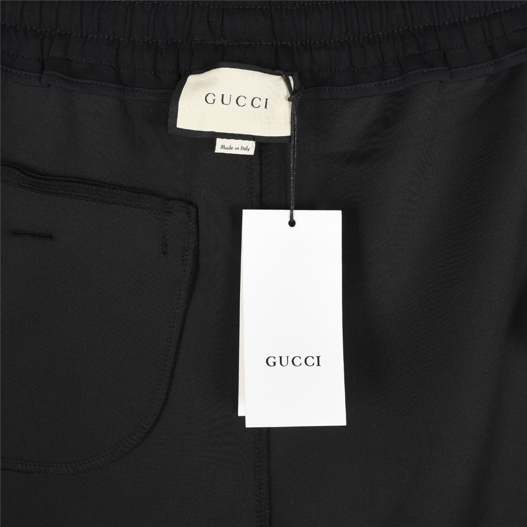 Gucci/古驰 25ss 侧边双G织带拼接短裤 杏色 黑色