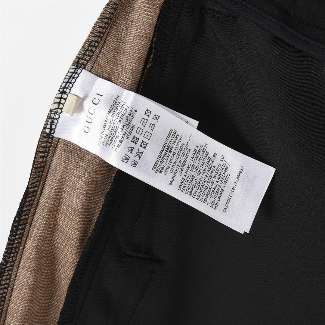 Gucci/古驰 25ss 侧边双G织带拼接短裤 杏色 黑色