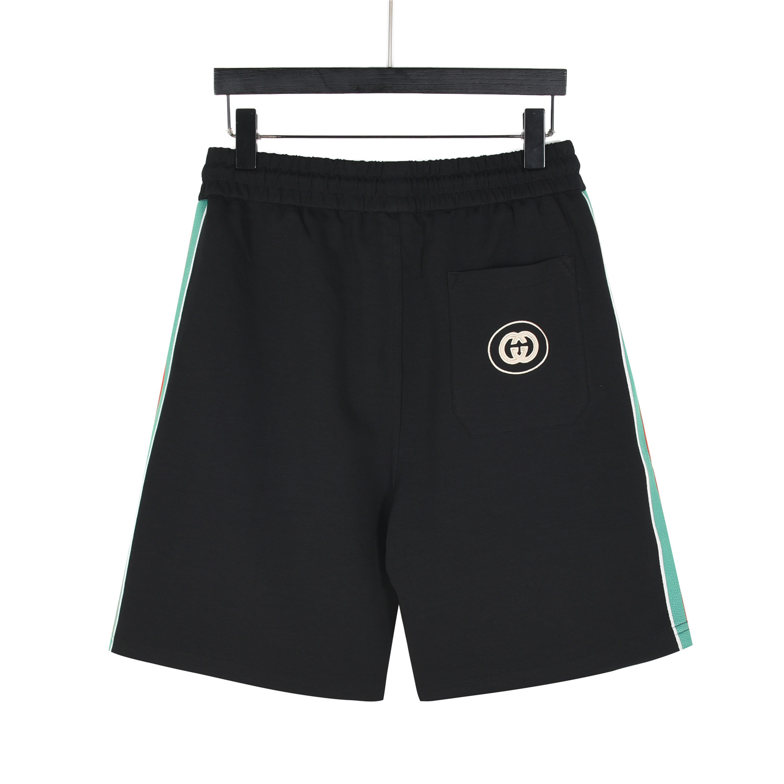 Gucci/古驰 红绿织带拼接双G刺绣运动短裤 黑色