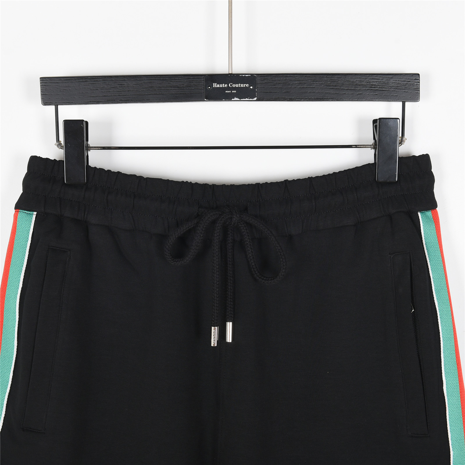 Gucci/古驰 红绿织带拼接双G刺绣运动短裤 黑色