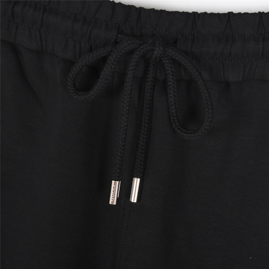 Gucci/古驰 红绿织带拼接双G刺绣运动短裤 黑色