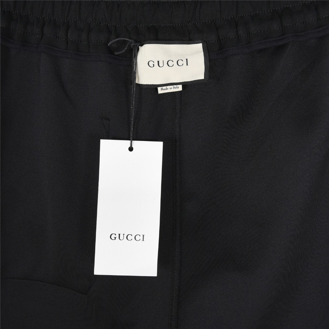 Gucci/古驰 红绿织带拼接双G刺绣运动短裤 黑色