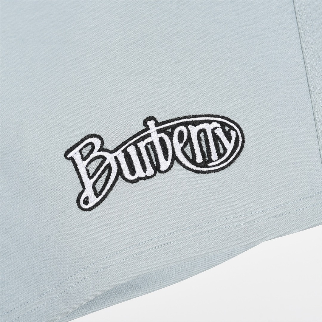 Burberry/巴宝莉 25ss 草写字母logo刺绣短裤 浅蓝色 杏色 黑色