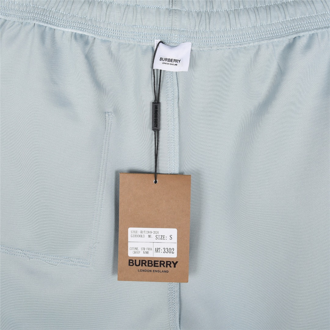 Burberry/巴宝莉 25ss 草写字母logo刺绣短裤 浅蓝色 杏色 黑色