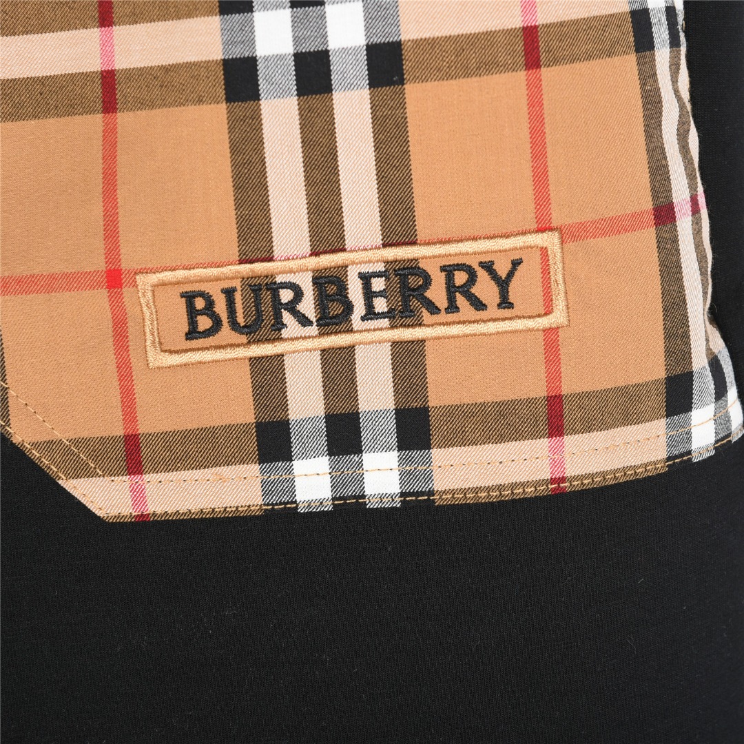 Burberry/巴宝莉 25ss 格纹口袋拼接字母logo刺绣短裤 杏色 黑色