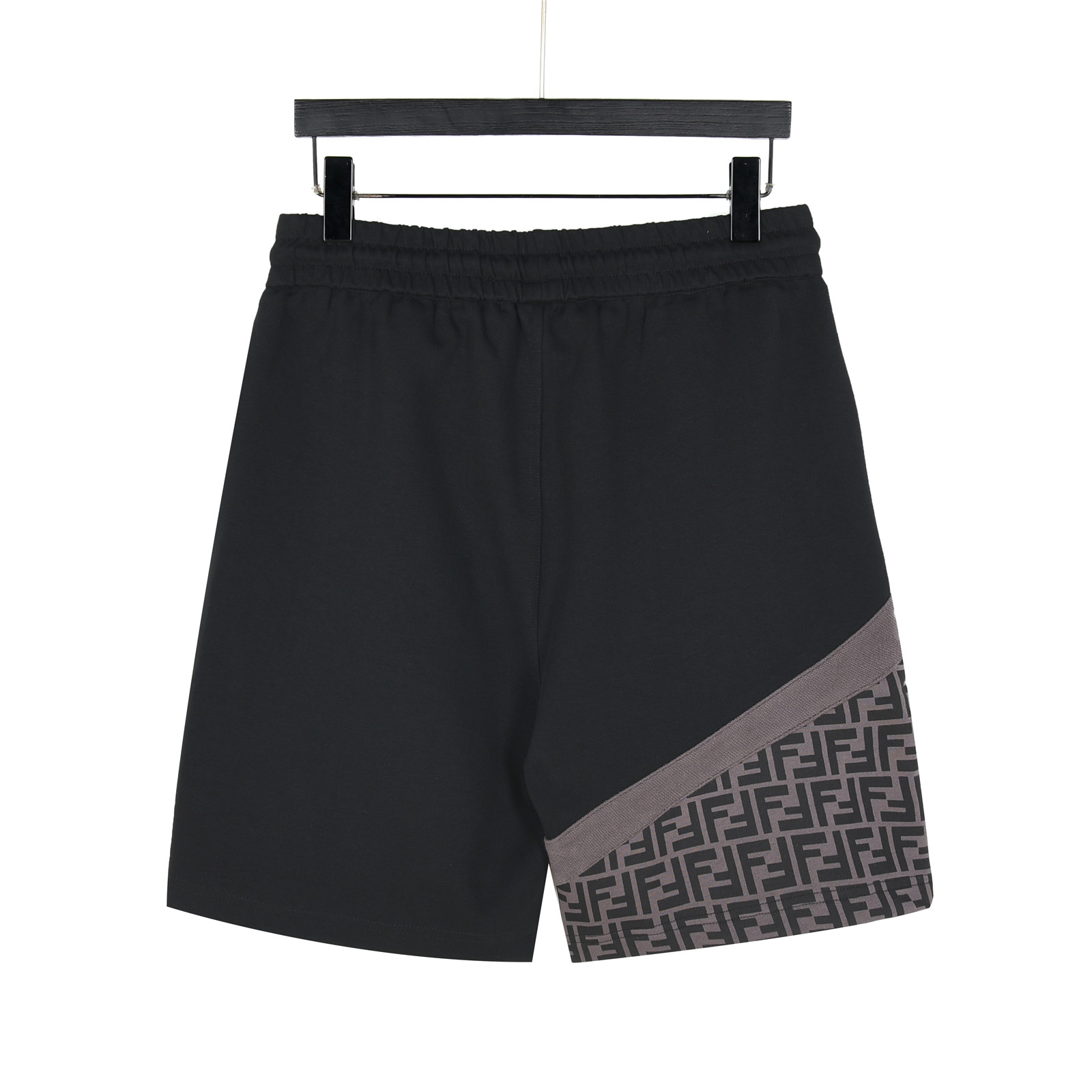 Fendi/芬迪 25ss 压胶拉链口袋拼接双F织花短裤 杏色 黑色