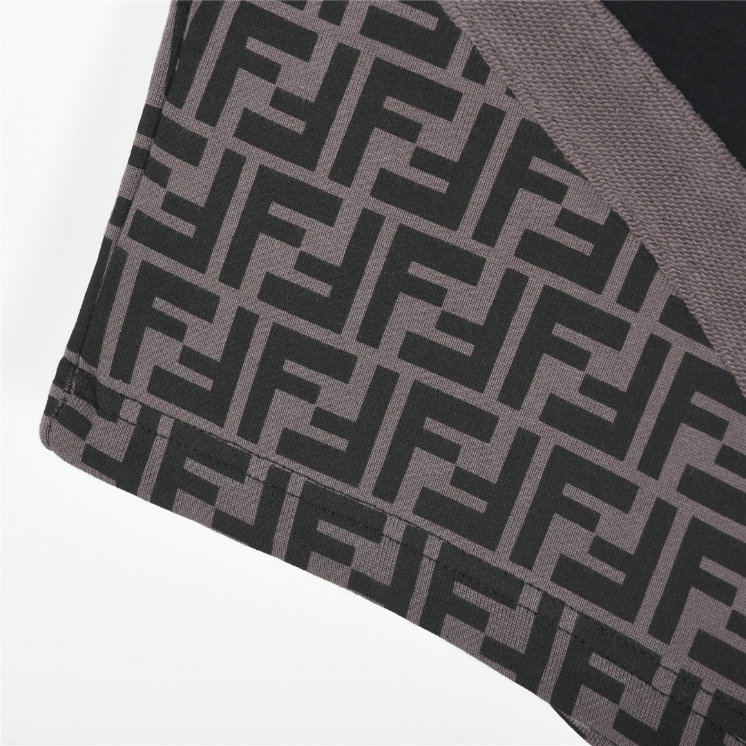 Fendi/芬迪 25ss 压胶拉链口袋拼接双F织花短裤 杏色 黑色