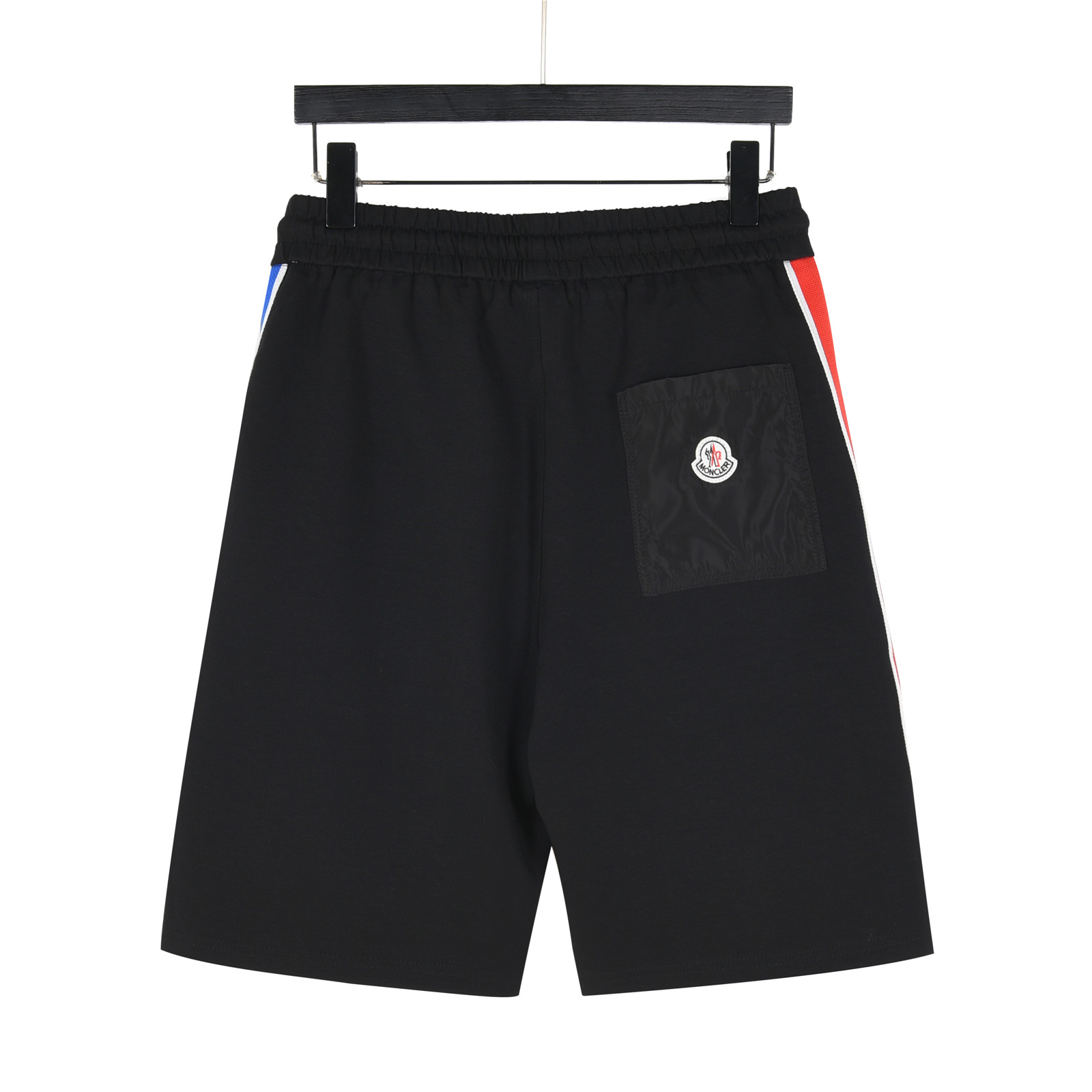 MONCLER/蒙口 25ss 侧边织带红蓝白字母刺绣短裤 黑色 杏色
