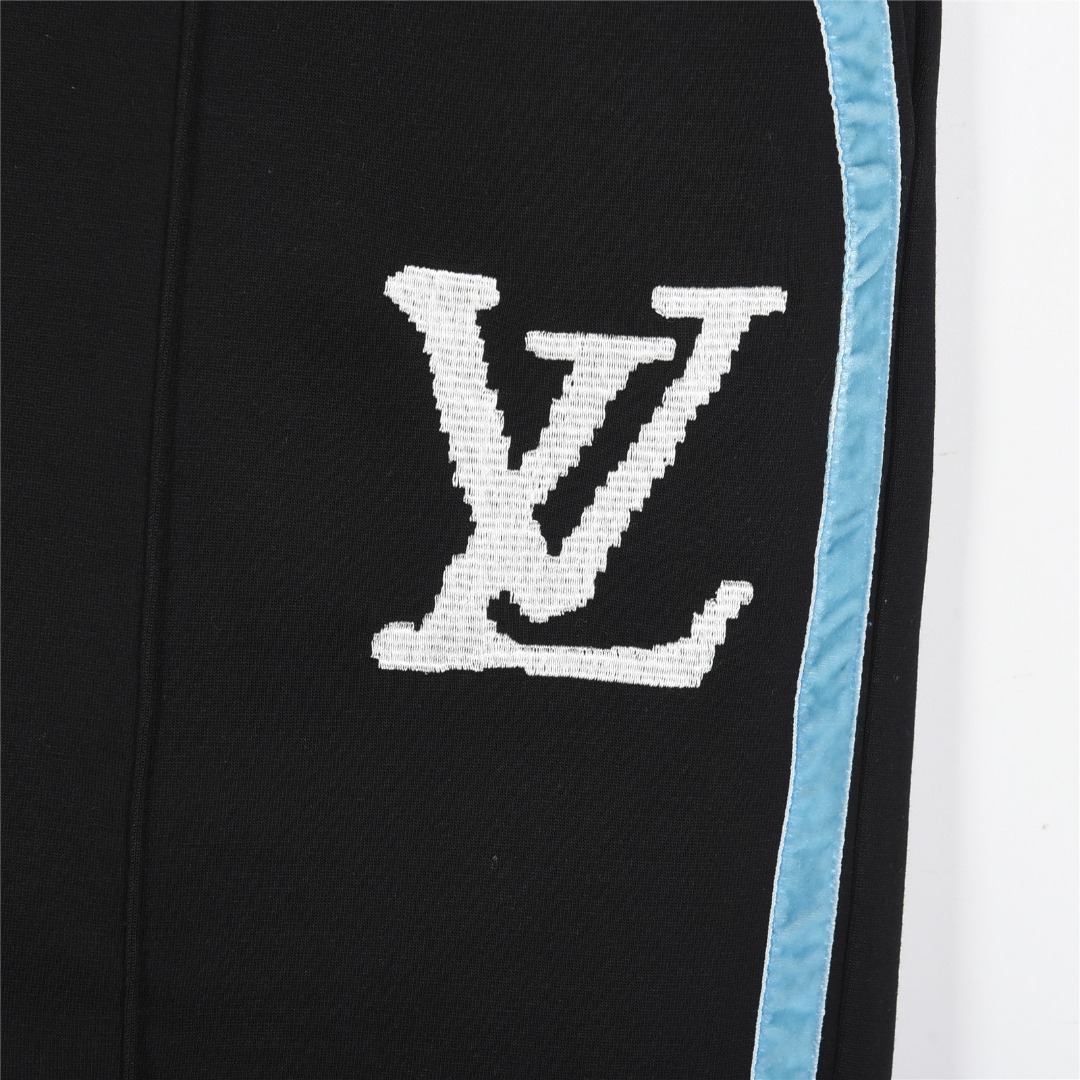 Louis Vuitton/路易威登 25ss 蓝条纹编织logo刺绣短裤 黑色