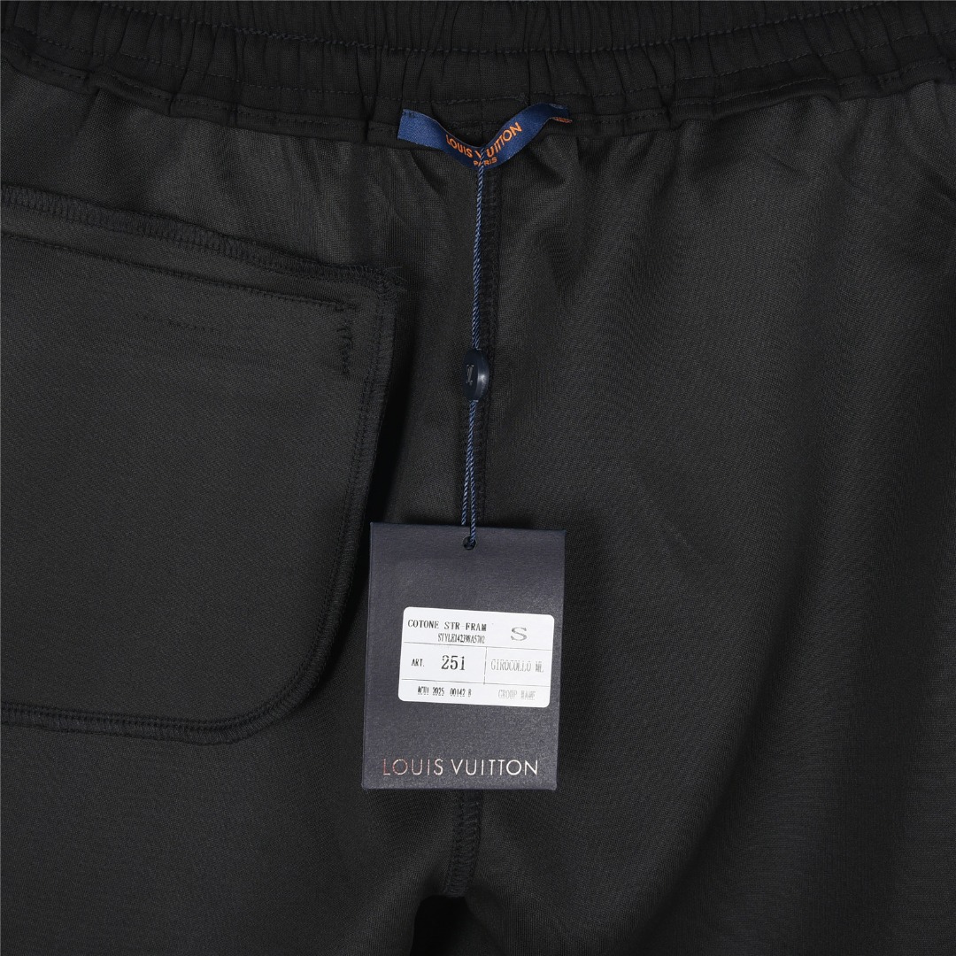 Louis Vuitton/路易威登 25ss 蓝条纹编织logo刺绣短裤 黑色