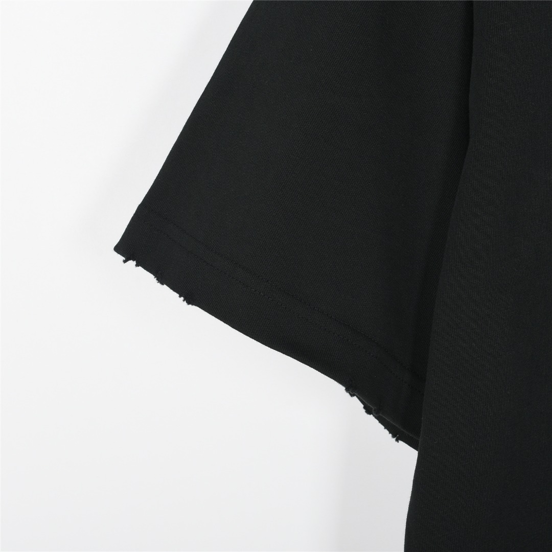 Balenciaga/巴黎世家 25ss 手抄刺绣小爱心破洞短袖T恤 黑色 白色