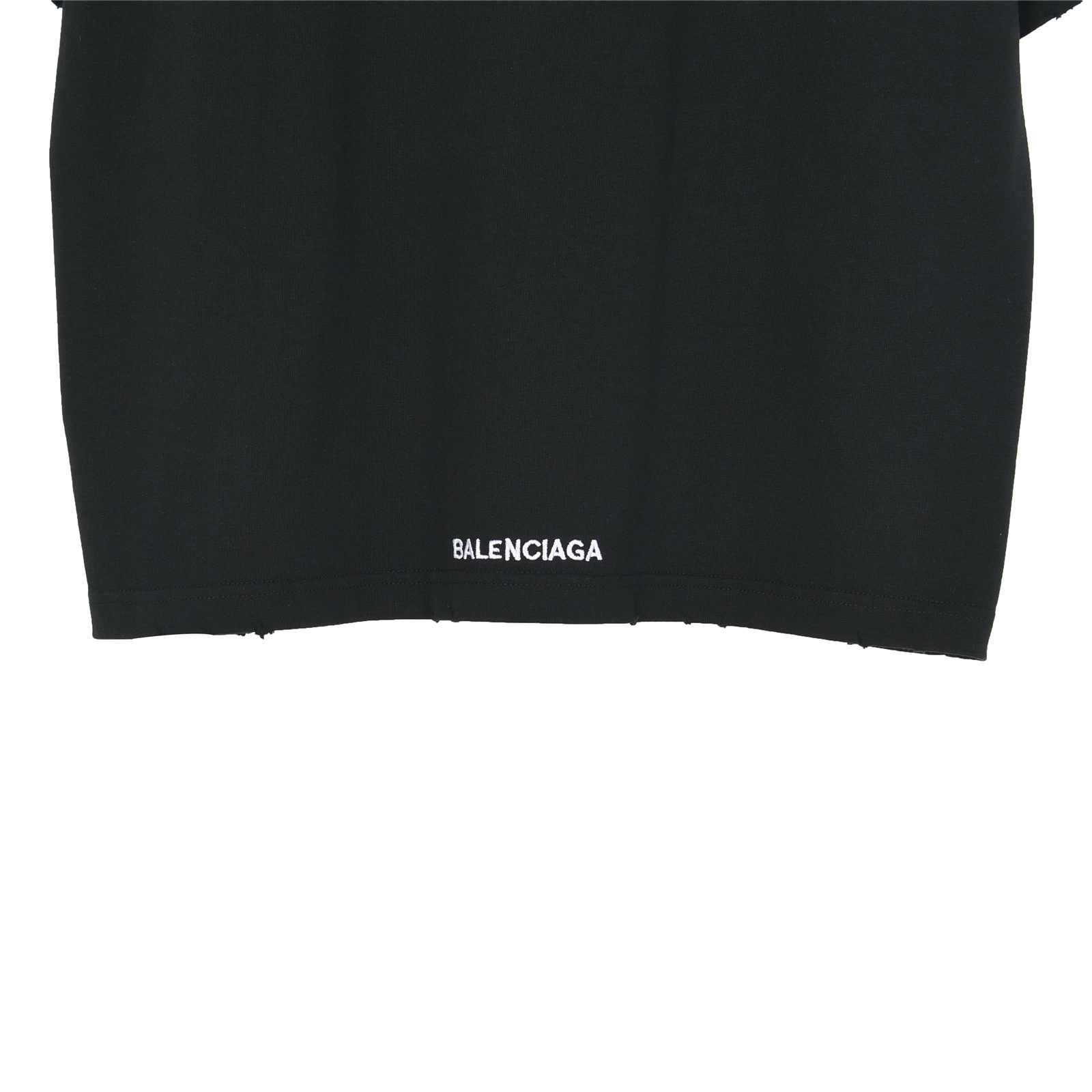 Balenciaga/巴黎世家 25ss 手抄刺绣小爱心破洞短袖T恤 黑色 白色