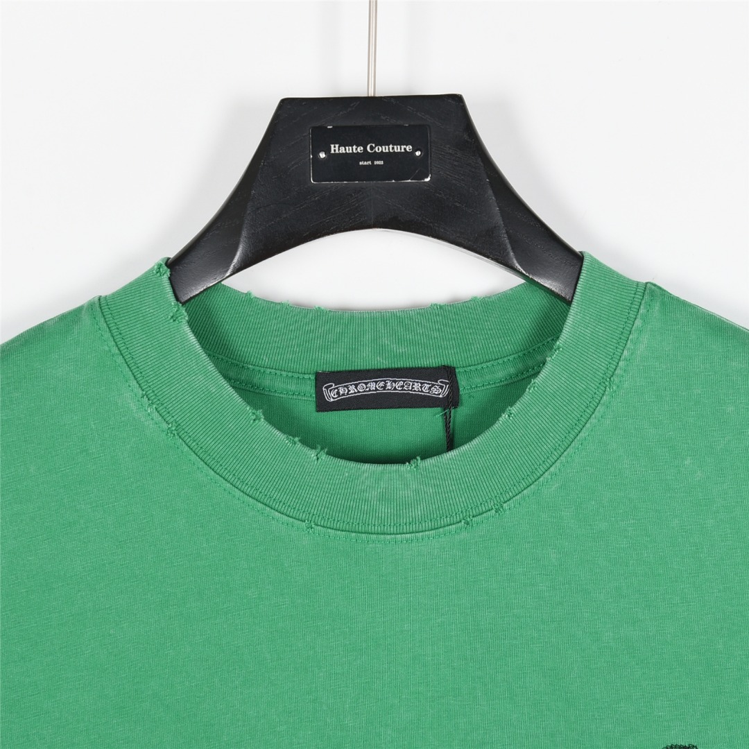 ChromeHearts/克罗心 25ss 梵文马蹄十字架贴布刺绣水洗短袖T恤 黑色 白色 绿色-Chinese UA Cheap High Quatity Brand Clothes Bags handbags Sneakers wholesale wholesaler seller from China Factory suppliers Fashion Clothing Shoes best Quality Beautiful Price ChromeHearts/克罗心 25ss 梵文马蹄十字架贴布刺绣水洗短袖T恤 黑色 白色 绿色