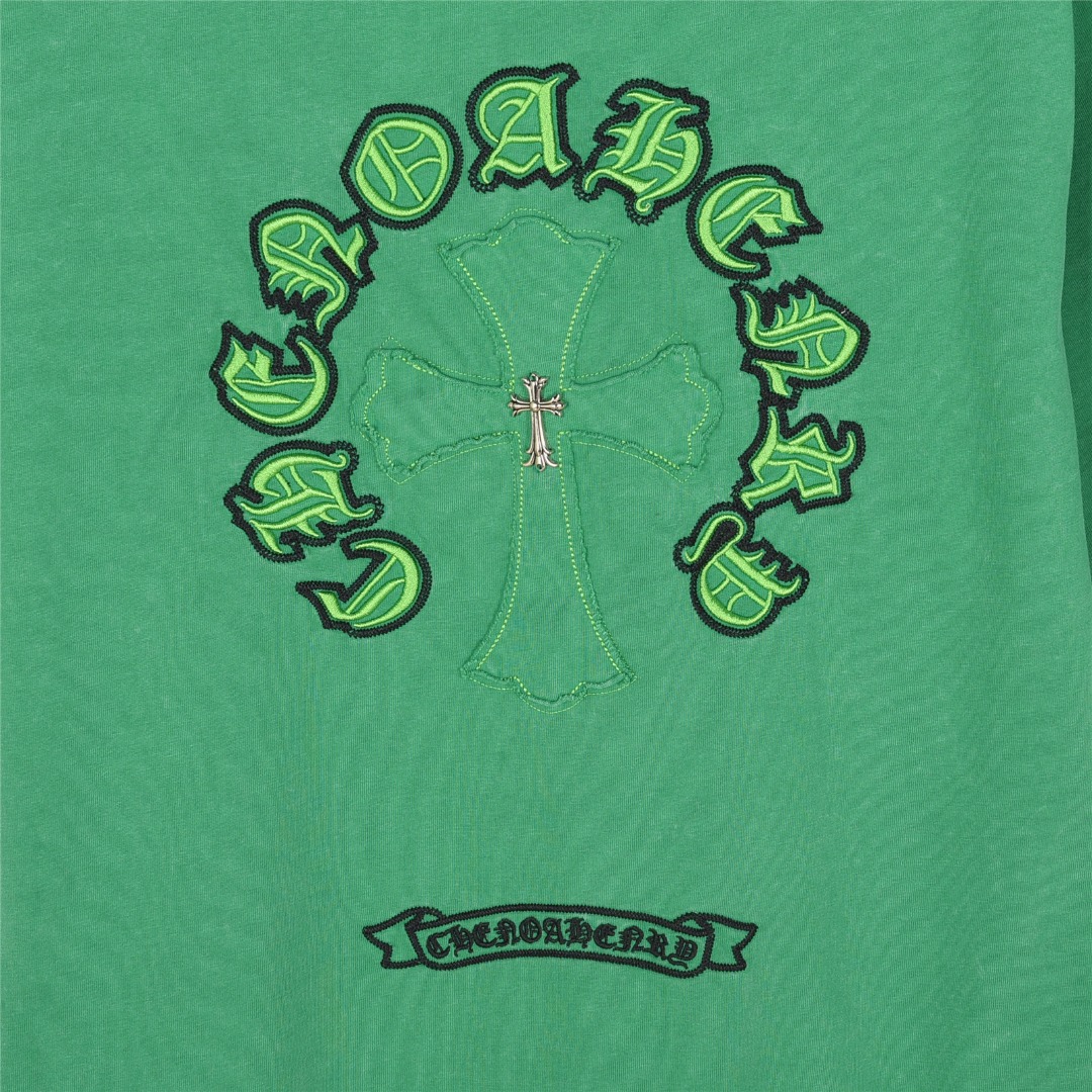 ChromeHearts/克罗心 25ss 梵文马蹄十字架贴布刺绣水洗短袖T恤 黑色 白色 绿色-Chinese UA Cheap High Quatity Brand Clothes Bags handbags Sneakers wholesale wholesaler seller from China Factory suppliers Fashion Clothing Shoes best Quality Beautiful Price ChromeHearts/克罗心 25ss 梵文马蹄十字架贴布刺绣水洗短袖T恤 黑色 白色 绿色