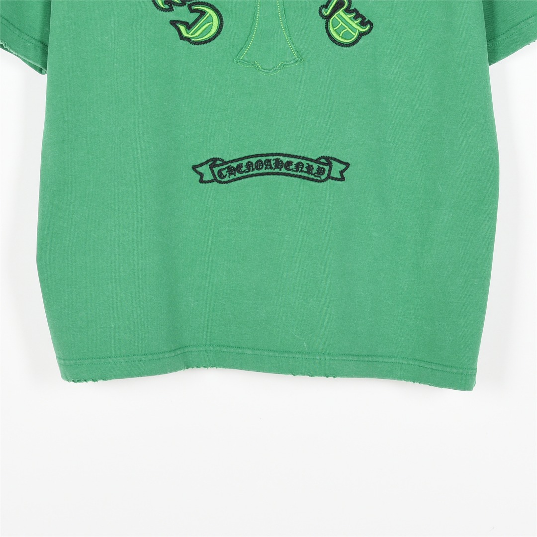 ChromeHearts/克罗心 25ss 梵文马蹄十字架贴布刺绣水洗短袖T恤 黑色 白色 绿色-Chinese UA Cheap High Quatity Brand Clothes Bags handbags Sneakers wholesale wholesaler seller from China Factory suppliers Fashion Clothing Shoes best Quality Beautiful Price ChromeHearts/克罗心 25ss 梵文马蹄十字架贴布刺绣水洗短袖T恤 黑色 白色 绿色