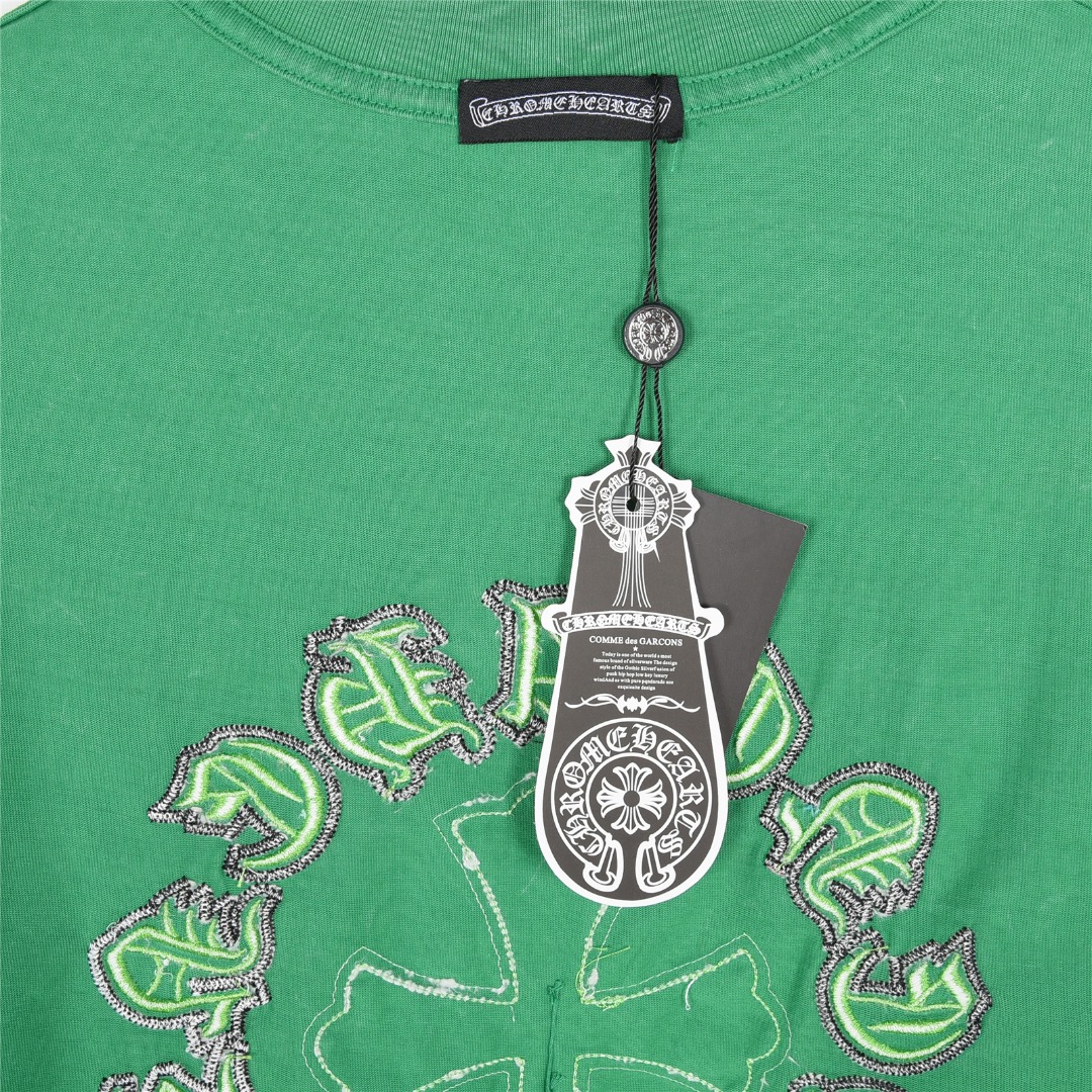 ChromeHearts/克罗心 25ss 梵文马蹄十字架贴布刺绣水洗短袖T恤 黑色 白色 绿色-Chinese UA Cheap High Quatity Brand Clothes Bags handbags Sneakers wholesale wholesaler seller from China Factory suppliers Fashion Clothing Shoes best Quality Beautiful Price ChromeHearts/克罗心 25ss 梵文马蹄十字架贴布刺绣水洗短袖T恤 黑色 白色 绿色