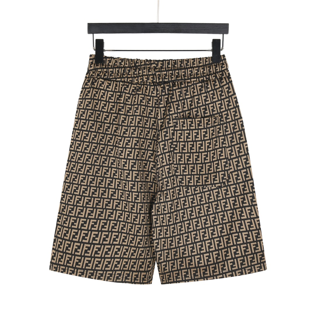 Fendi/芬迪 25ss 双F满印全棉梭织短裤 卡其 黑色