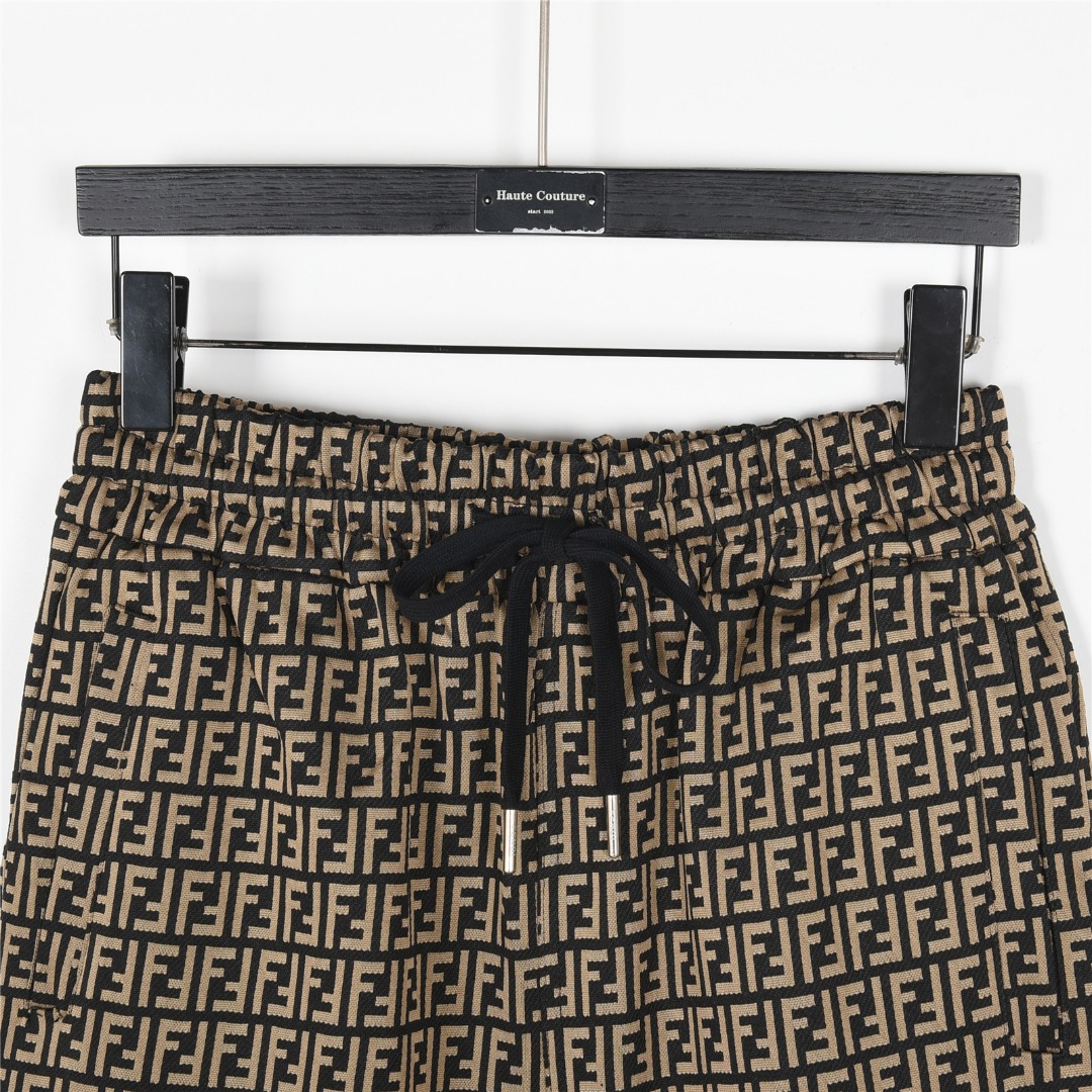 Fendi/芬迪 25ss 双F满印全棉梭织短裤 卡其 黑色
