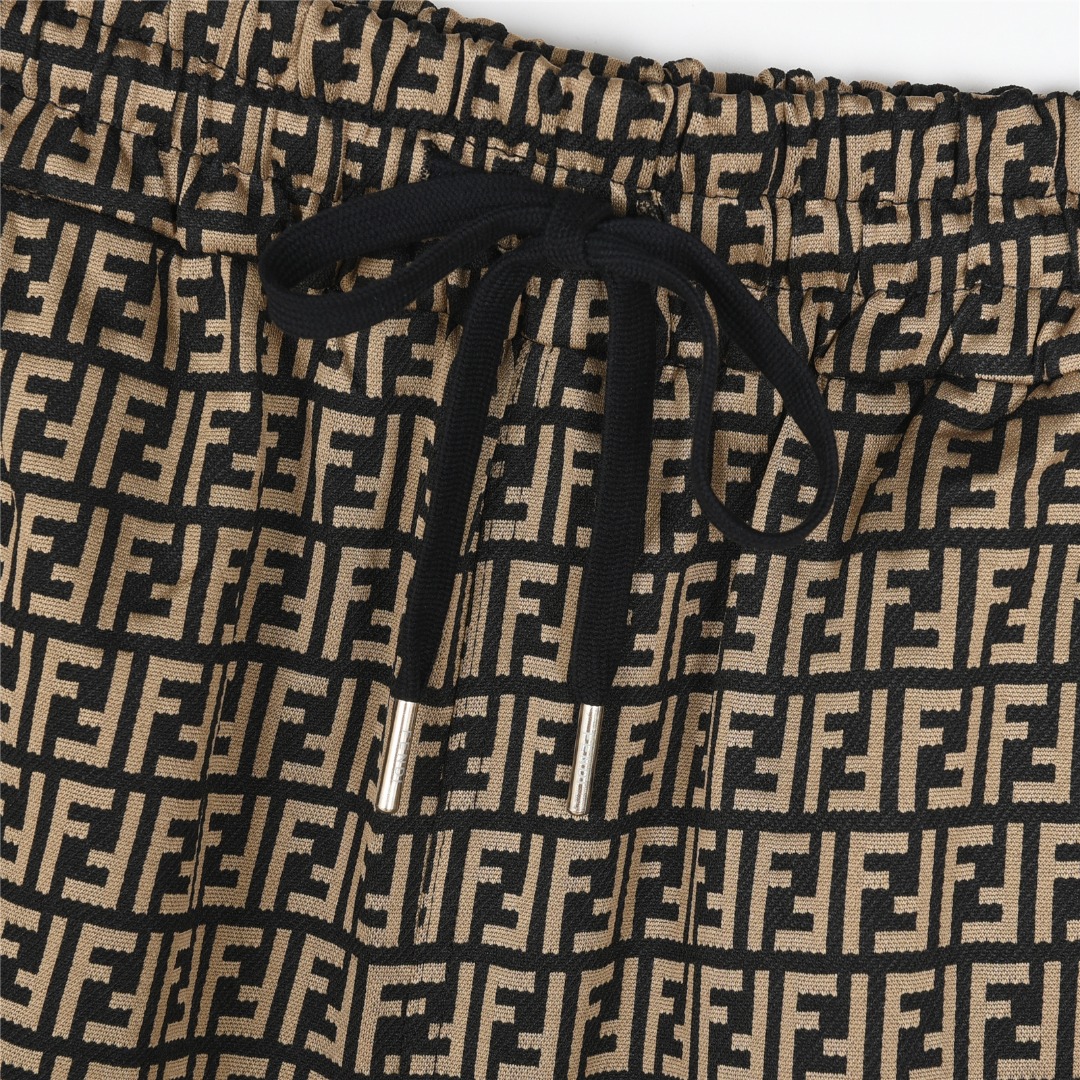 Fendi/芬迪 25ss 双F满印全棉梭织短裤 卡其 黑色