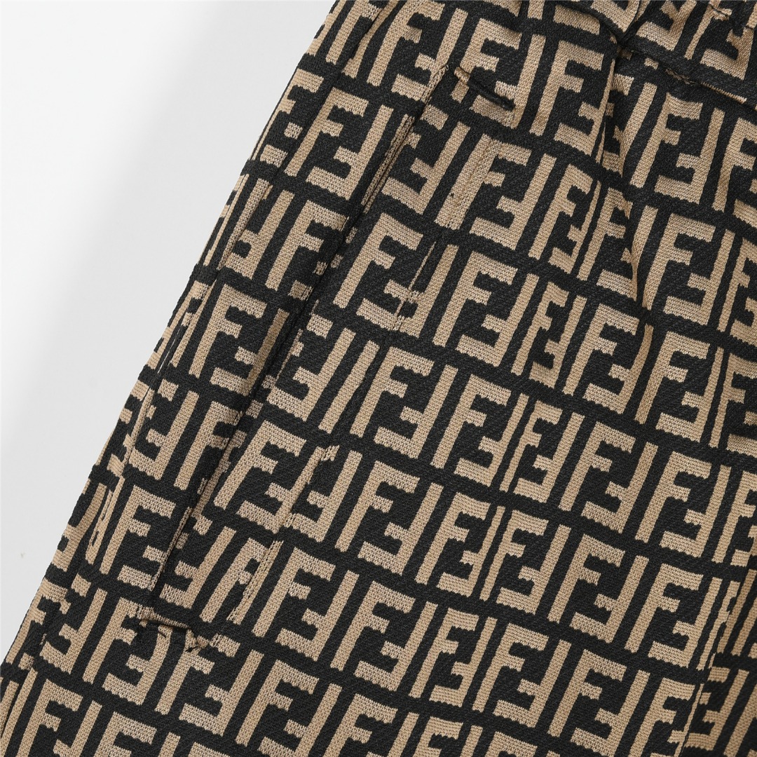 Fendi/芬迪 25ss 双F满印全棉梭织短裤 卡其 黑色
