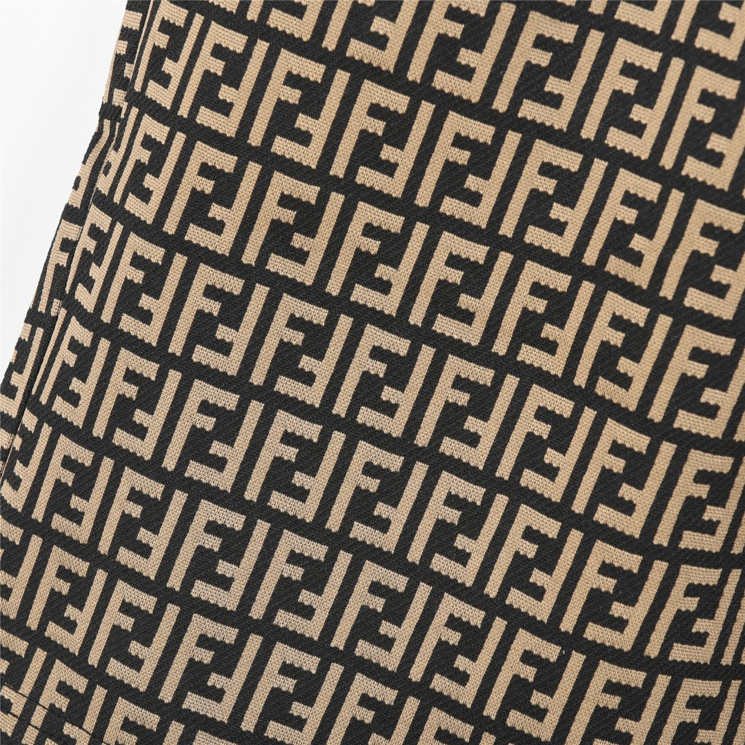 Fendi/芬迪 25ss 双F满印全棉梭织短裤 卡其 黑色