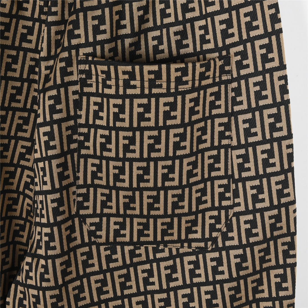 Fendi/芬迪 25ss 双F满印全棉梭织短裤 卡其 黑色