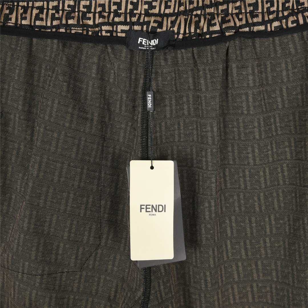 Fendi/芬迪 25ss 双F满印全棉梭织短裤 卡其 黑色