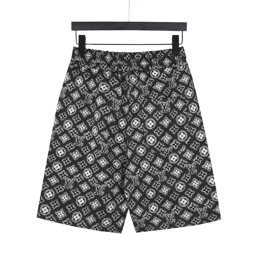 LouisVuitton/路易威登25ss 满印通体老花全棉梭织短裤卡其 黑色