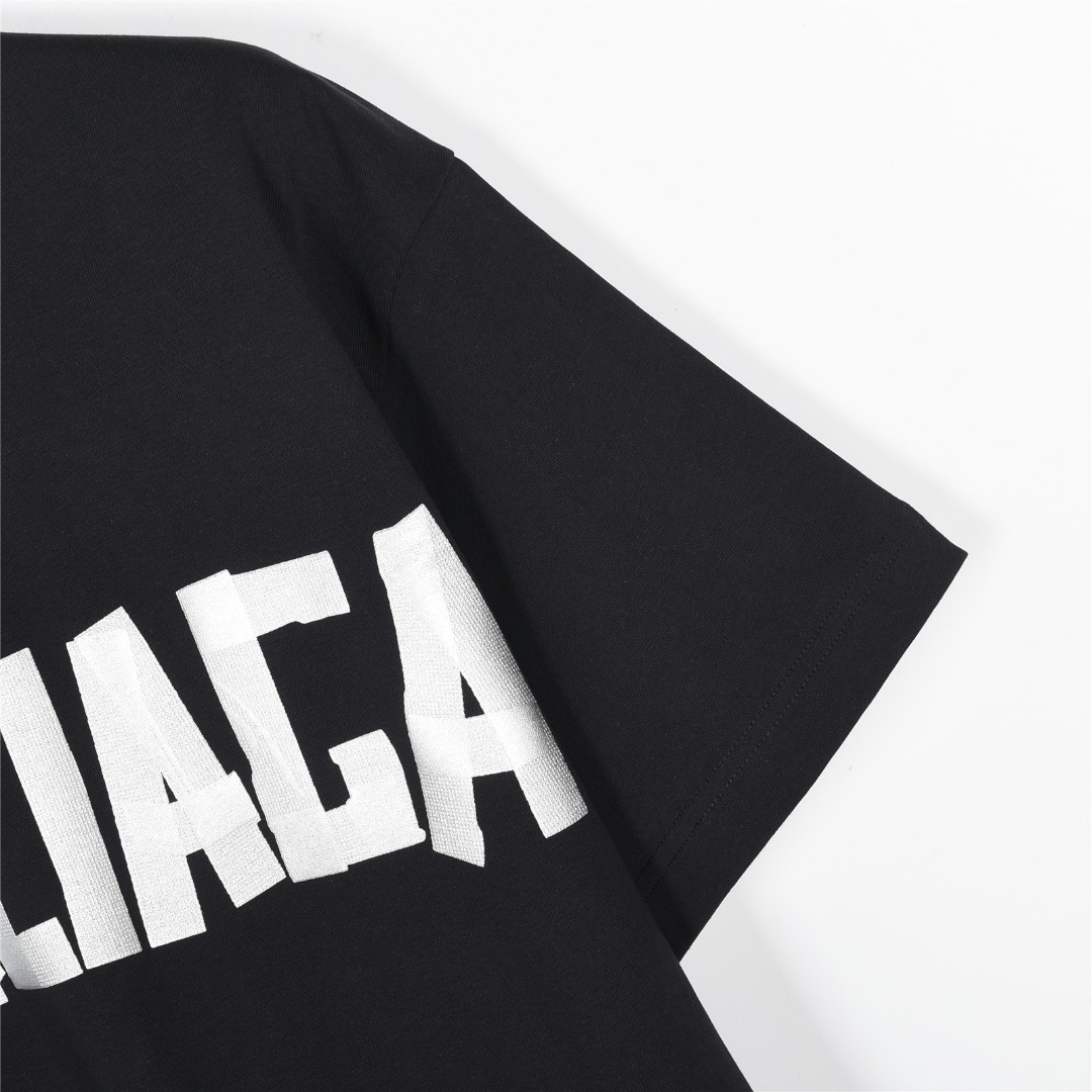 Balenciaga 巴黎世家 25ss 美纹纸字母胶带短袖T恤 黑银 白粉 黑粉