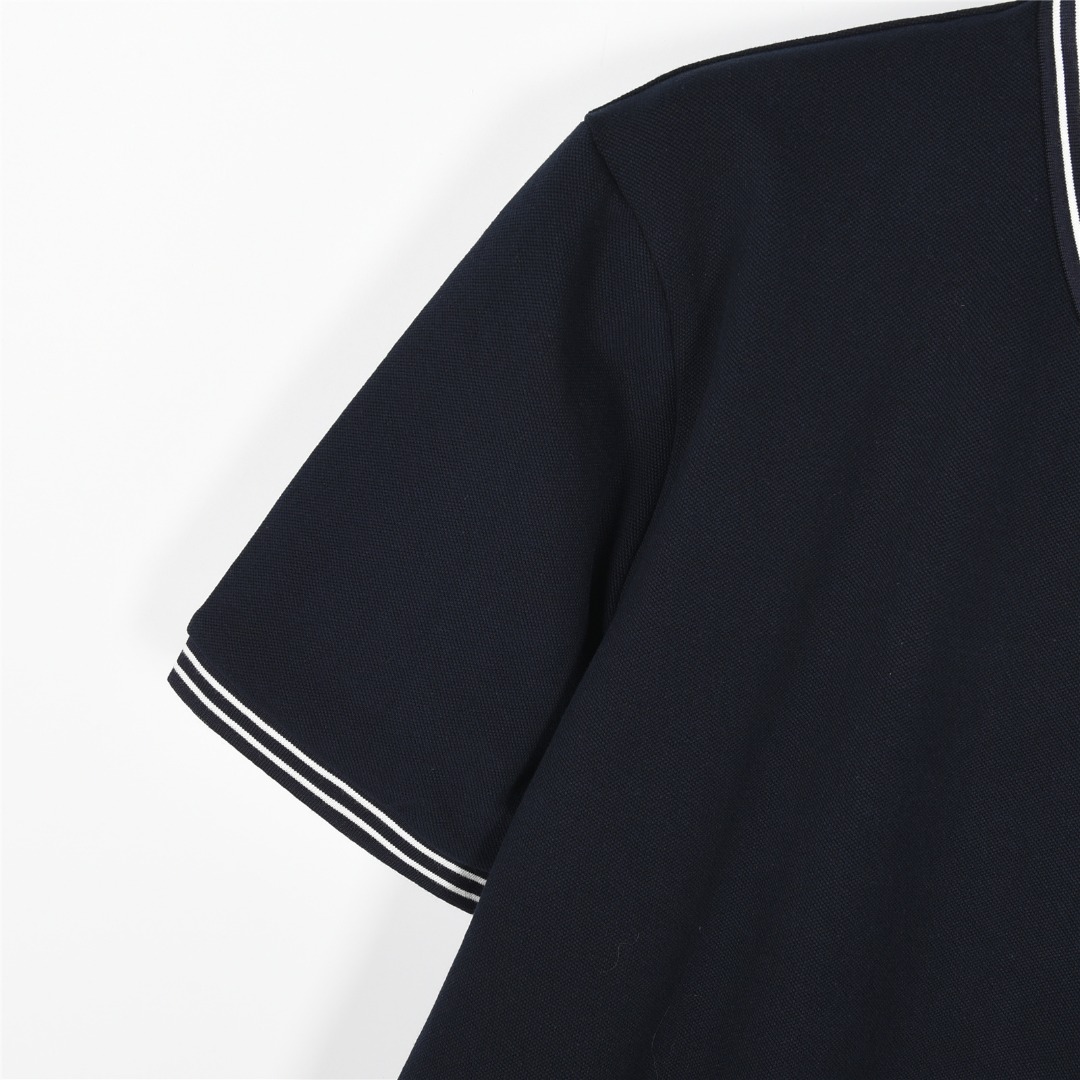 PRADA/普拉达 25ss 徽标logo刺绣短袖Polo衫白色 深蓝