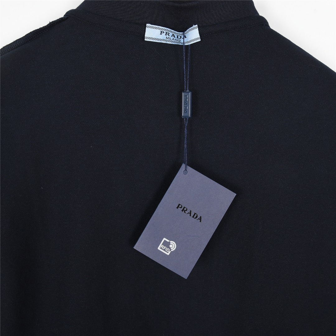 PRADA/普拉达 25ss 徽标logo刺绣短袖Polo衫白色 深蓝