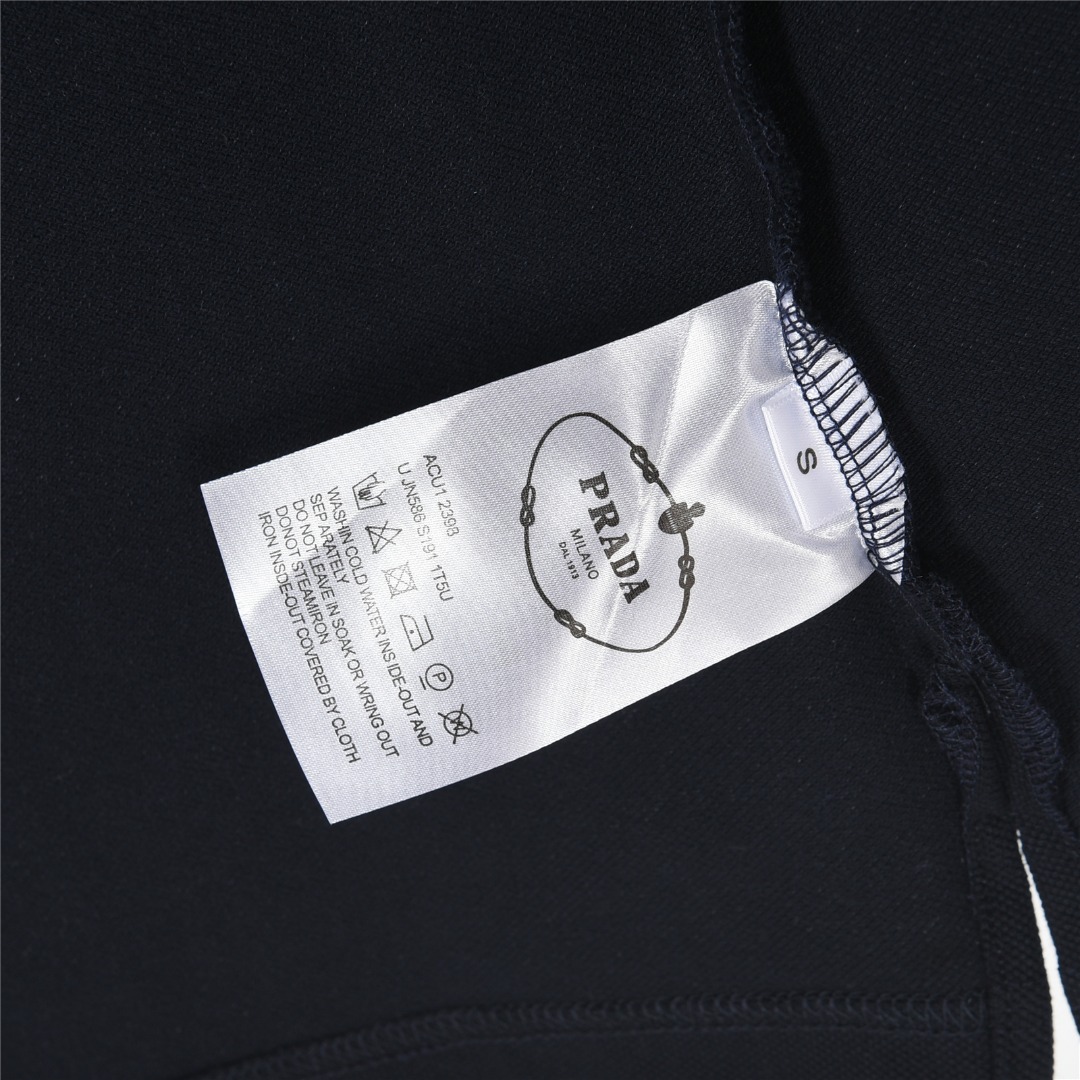 PRADA/普拉达 25ss 徽标logo刺绣短袖Polo衫白色 深蓝