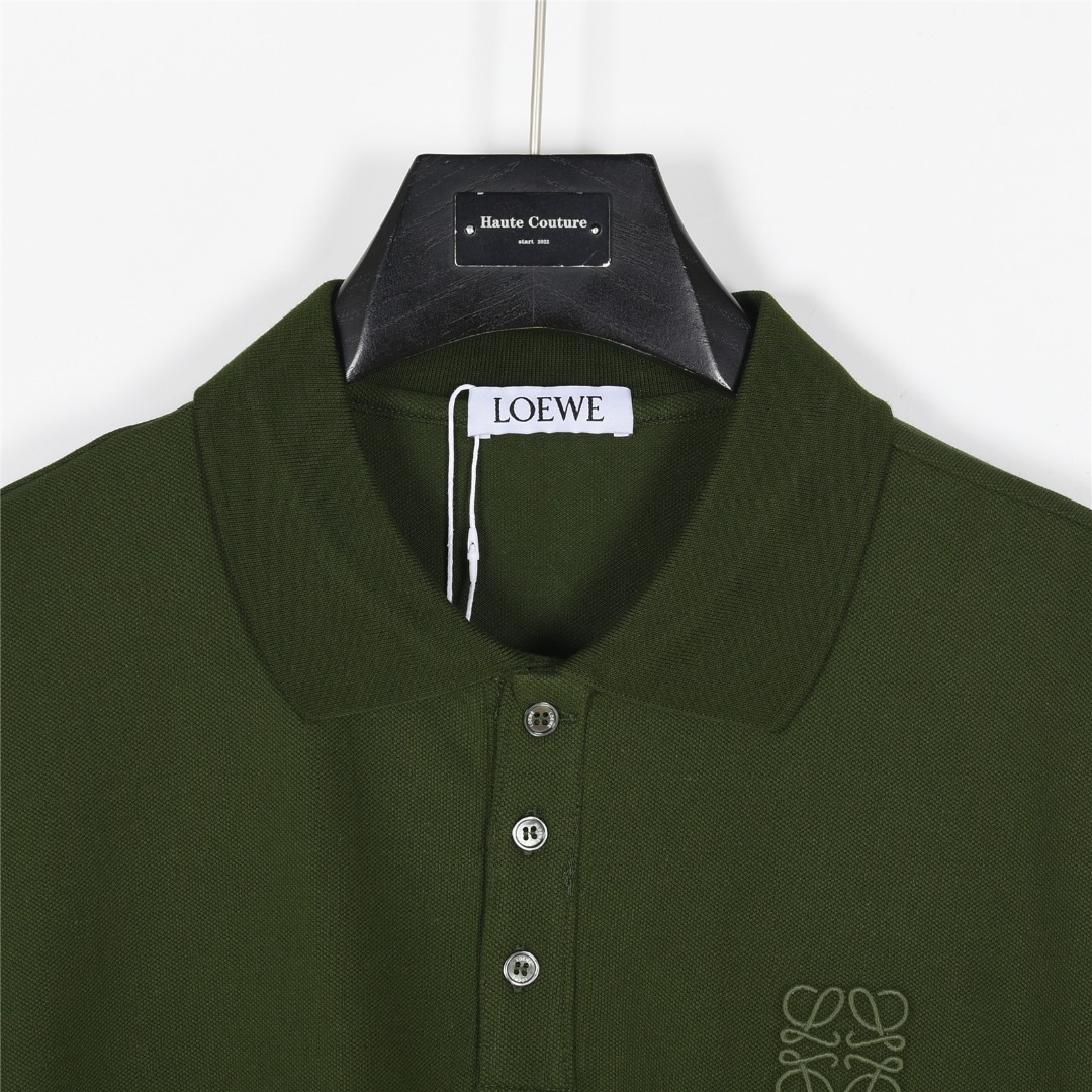 Loewe/罗意威 25ss 徽标logo撞色刺绣短袖Polo衫 白色 黑色 军绿