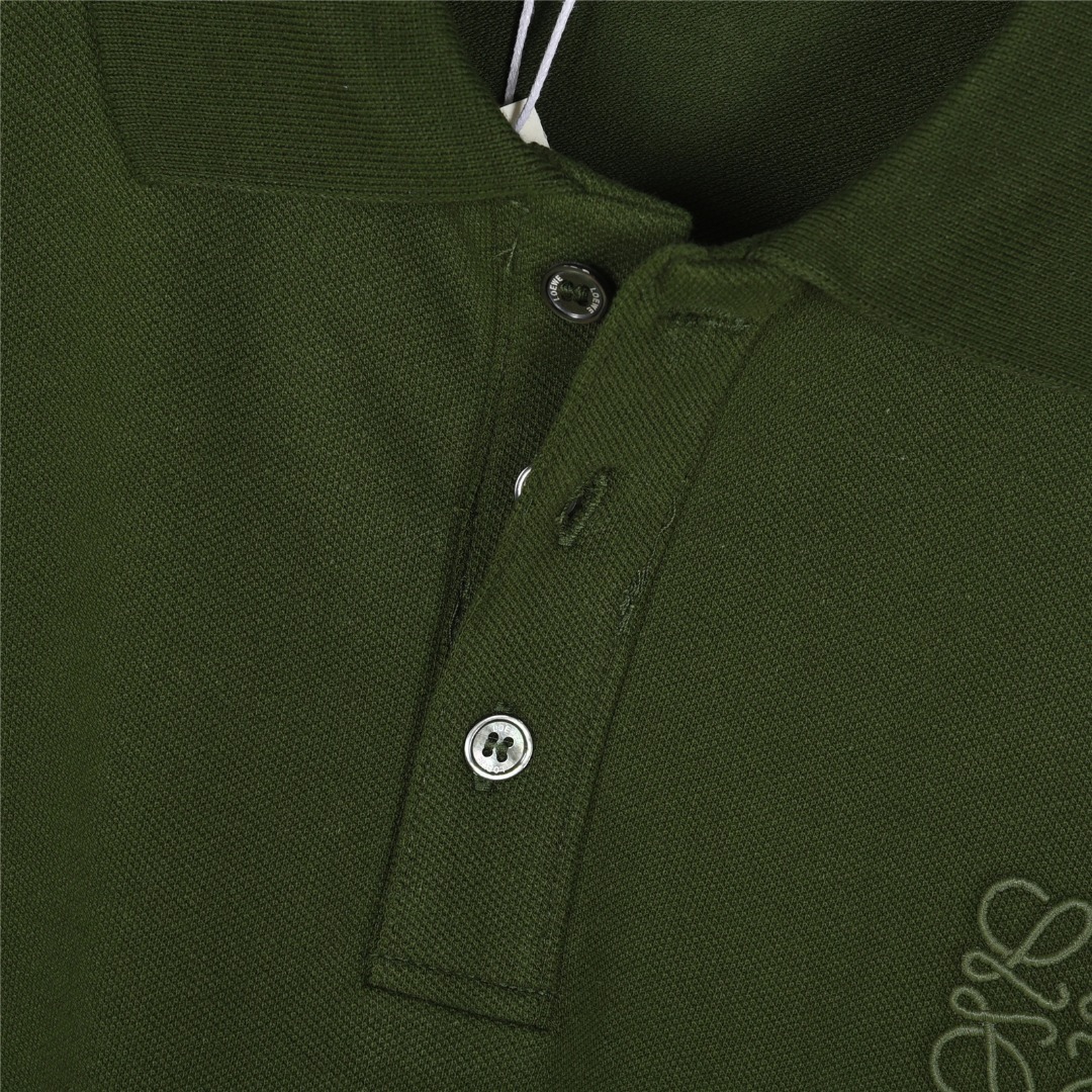 Loewe/罗意威 25ss 徽标logo撞色刺绣短袖Polo衫 白色 黑色 军绿